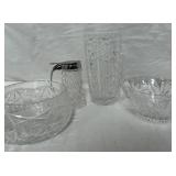 N - VINTAGE GLASS BOWLS, VASE, DISPENSER (C18)