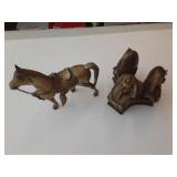 Egyptian Candleholder and Brass Horse Egyptian Candleholder and Brass Horse