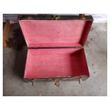 Footlocker Trunk and Vtg Suitcase Footlocker Trunk and Vtg Suitcase