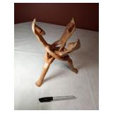8x9" African Bowl Stand, Hand Carved