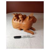8" Carved Kitties