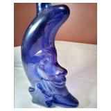11" Cobalt Glass Moon Bottle