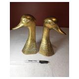 9" Large Brass Duck Bookends