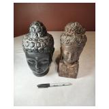 Pair of 9" Buddha Busts
