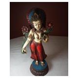 14" Carved Wood Hindu Goddess