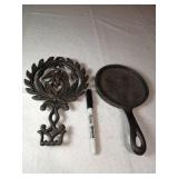 Cast Iron Trivet and 1 Egg Pan