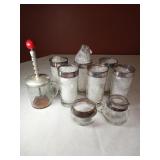Metal Rim Tumbler Glasses, with Cream and Sugar