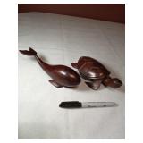 7" Pacific Island Carvings Whale and Turtle