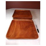 4 Teak Trays 12x12"