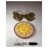 Brass Butterfly and Ceramic Sun Trivets