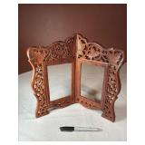Teak Double Picture Frame 4 1/2x 6 1/2" Picture
