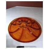 13" Beautiful Amber Glass, Egg and Appetizer Plate