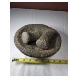 8" Antique Natural Stone Mortar & Pestle Set