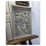 Hand Done Seattle "Map of Attractions" "16x24"