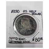 1830 Capped Bust Lettered Edge Half Dollar