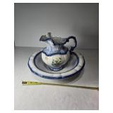 12' Hand-painted Wash Basin & Pitcher