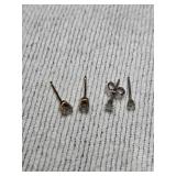 2 Pair Diamond Stud Earrings (tested)