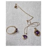 10k Gold and Amethyst Jewelry 3.8g