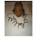 Coconut Carved Head with Necklace
