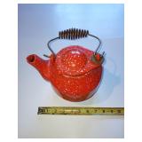 Orange Cast Iron Enamel Kettle