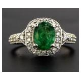 14kt Gold Oval 2.43 ct Emerald & Diamond Ring