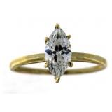 10kt Gold Marquise Cut 1.00 ct White CZ Ring