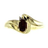 10kt Gold Natural Garnet & Diamond Ring