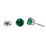 14kt Gold 2.45 ct Round Emerald Stud Earrings