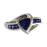 10kt Gold Trillion Cut Sapphire & Diamond Ring