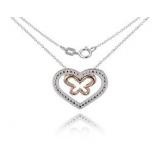 Diamond Accent Rose Double Heart Pendant