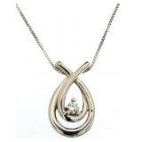 10kt Gold Diamond Solitaire Necklace w/19" Chain