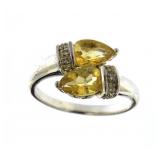 Genuine 2.13 ct Pear Cut Citrine Designer Ring