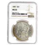 1887 MS63 Morgan Silver Dollar