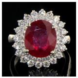 14kt Gold 6.86 ct Oval Ruby & Diamond Ring