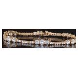 Rose Toned White Topaz Designer Tennis Bracelet
