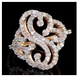 Rose Toned Genuine 1.10 ct Diamond Designer Ring
