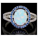 Stunning Oval Opal & Sapphire Designer Ring