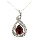 Large Pear Cut Garnet & White Toapz Necklace