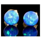 14kt Gold Blue Opal Ball Earrings