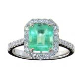 14kt Gold 2.17 ct Natural Emerald & Diamond Ring