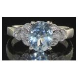 14kt Gold 2.23 ct Natural Aquamarine/Diamond Ring