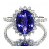14kt Gold 3.06 ct Tanzanite & Diamond Ring