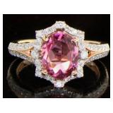 14kt Rose Gold 2.19 ct Oval Pink Tourmaline Ring