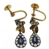 14kt Gold Antique 2.00 ct Sapphire Dangle Earrings