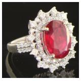 18kt Gold 10.91 ct Oval Ruby & Diamond Ring