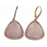 XXL Natural Trillion Rose Quartz Earrings