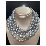 Genuine 50" Baroque 9 mm Gray Pearl Necklace