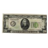 Series 1934 Green Seal $20.00 Federal Reserve Note