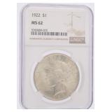 1922 - MS62 Peace Silver Dollar