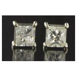 14kt Gold Princess Cut 2.16 ct Diamond Earrings